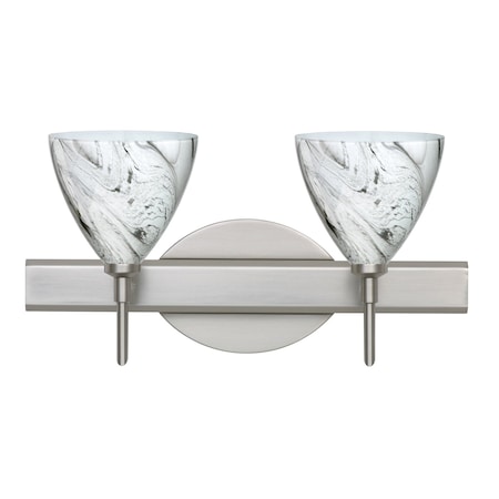 Besa Lighting Mia Vanity, Marble Grigio, Satin Nickel Finish, 2x40W Halogen 2SW-1779MG-SN